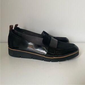 Dr Scholl’s Watson Black, Patent & Suede, Loafer Size 7.5 Comfort, Slip-On, EUC